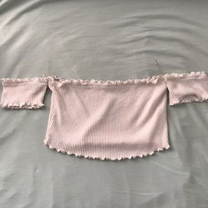 White Ruffle Ribbed Crop Top